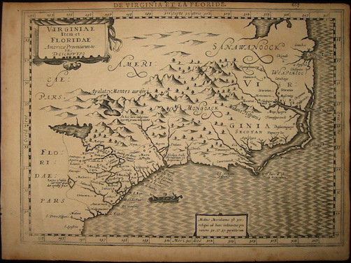 Mercator Gerard - Hondius Jodocus Virginiae Item et Floridae Americae Provinciarum nova descriptio 1630 Amsterdam
